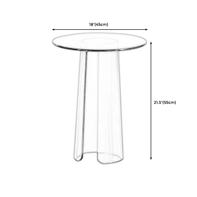 Contemporary Round Side End Table, Clear Pedestal End Table for Living Room