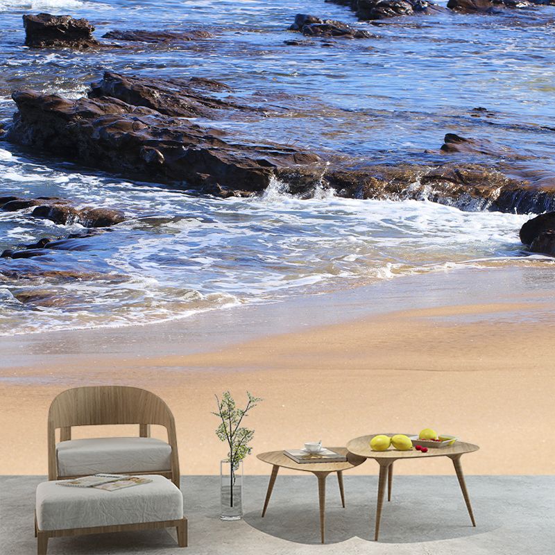 Sandy Beach View Mural Decoration for Interior Room, Moisture Resistant