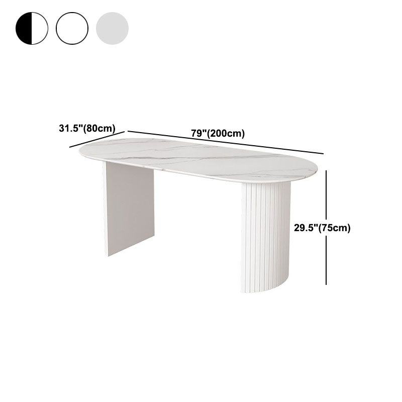 Contemporary Style Dining Table Stone Double Pedestal Dining Site Table