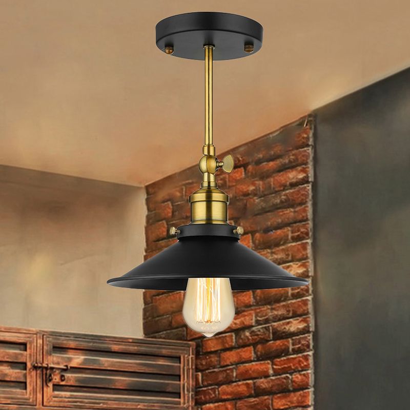 1 lampadina illuminazione conico conico con il soffitto semifulico semi -ruscini Vintage Vintage per sala da pranzo