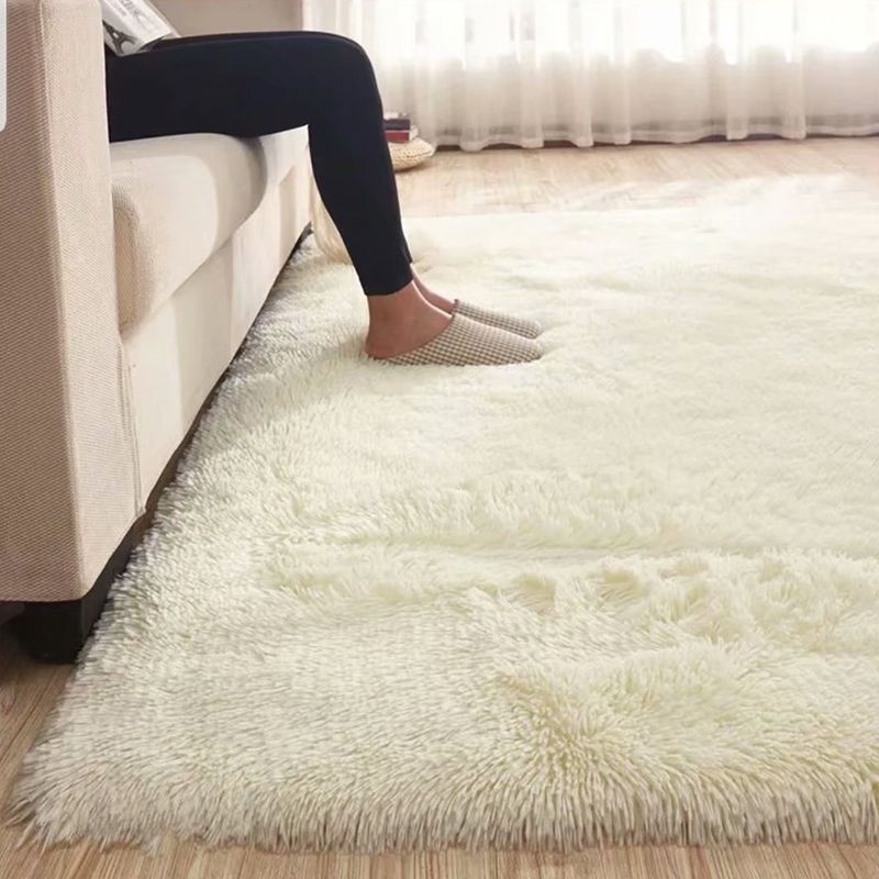 Fluffy Plain Rug Multi Colored Casual Rug Synthetics Washable Pet Friendly Anti-Slip Rug for Living Room