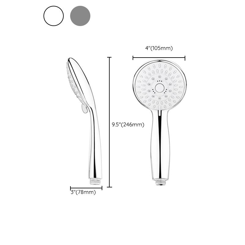 Round Handheld Shower Head Silver 5-Spray Patterns Wall-Mount Showerhead