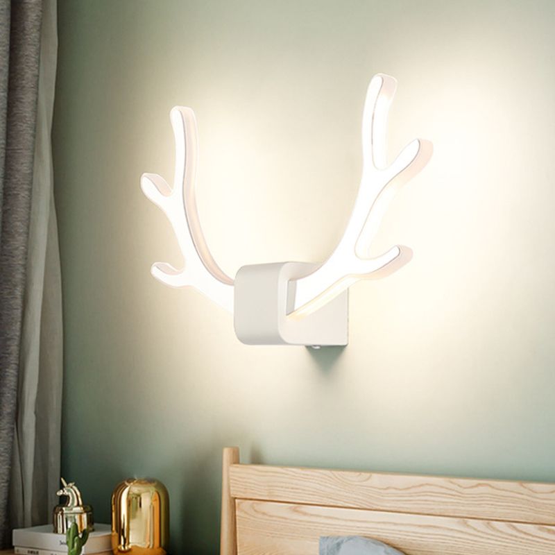Antlers en acrylique Éclairage mural d'éclairage moderne lampe à applique à LED noir / blanc moderne avec chaîne de traction, lumière chaude / blanche