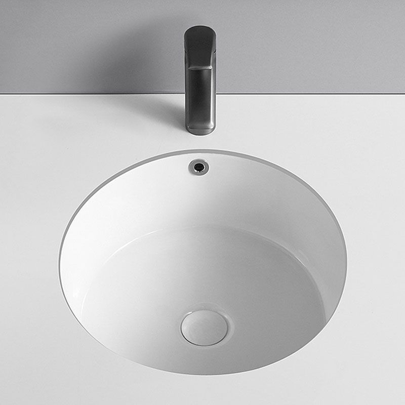 Circular Bathroom Sink Modern White Vitreous China Drop-in Bathroom Sink