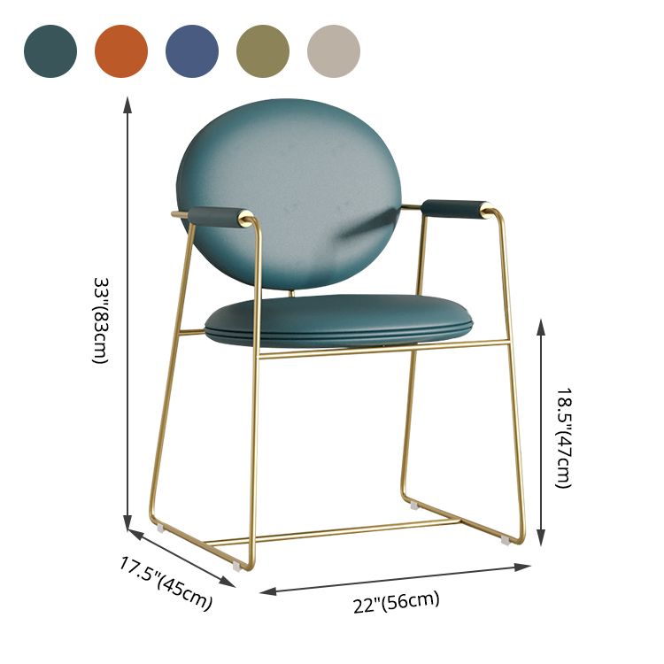 Glam Style Dining Side Chair Open Back Luxury Upholstered Dining Single Chair