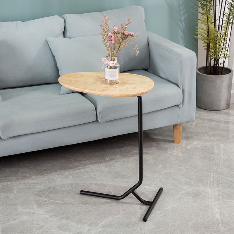 Wood Pedestal Side Table Modern Minimalist End Table for Living Room