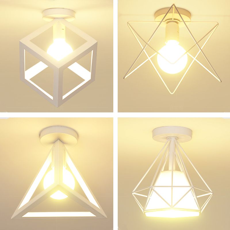 Metalen geometrische schaduw spoel plafondlicht industrieel 1 licht spoelbevestiging in het wit