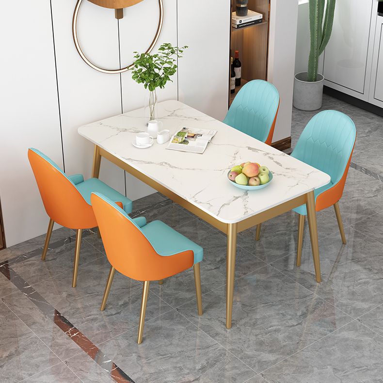 Modern Dinning Table White Top Stone Rectangle Dining Table for Kitchen