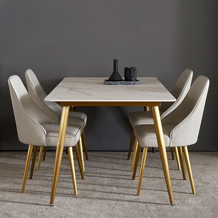 Modern Style Sintered Stone Dining Table with White Fixed Table for Home Use