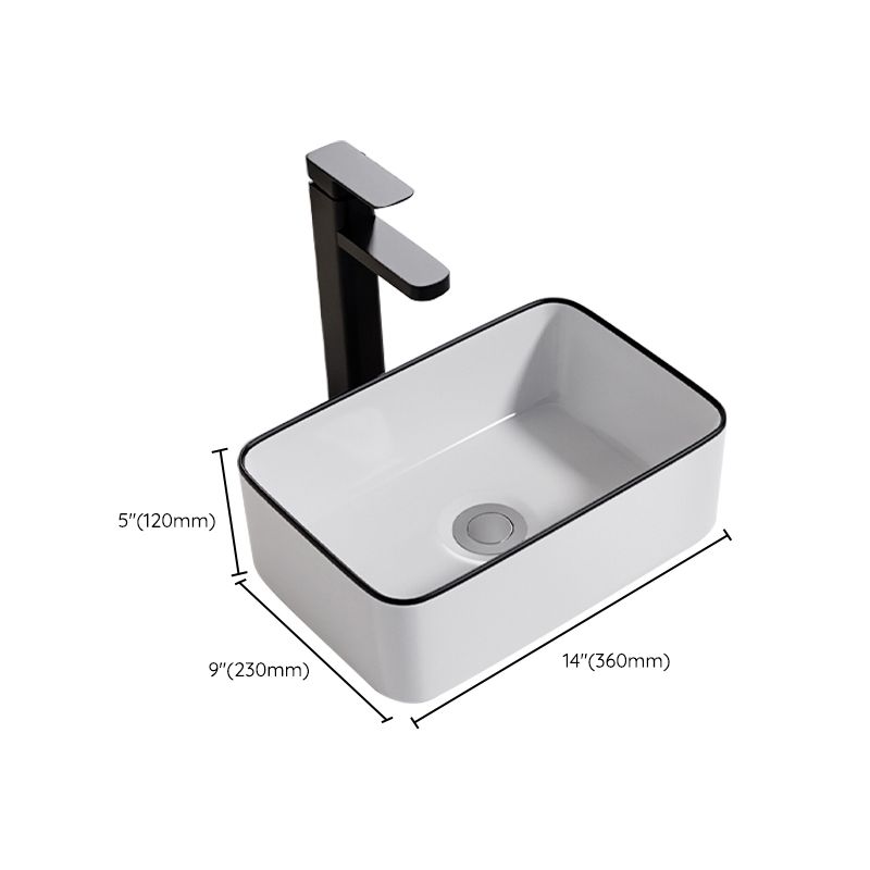 Contemporary Bathroom Sink Porcelain Oval-Shape Vessel Bathroom Sink with Pop-Up Drain