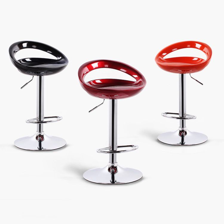 Plastic Adjustable Height Swivel Low Back Bar Stool with Footrest