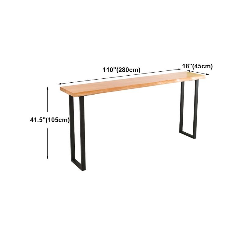 Contemporary Rectangle Bar Dining Table Wood Bar Height Table with Sled Base