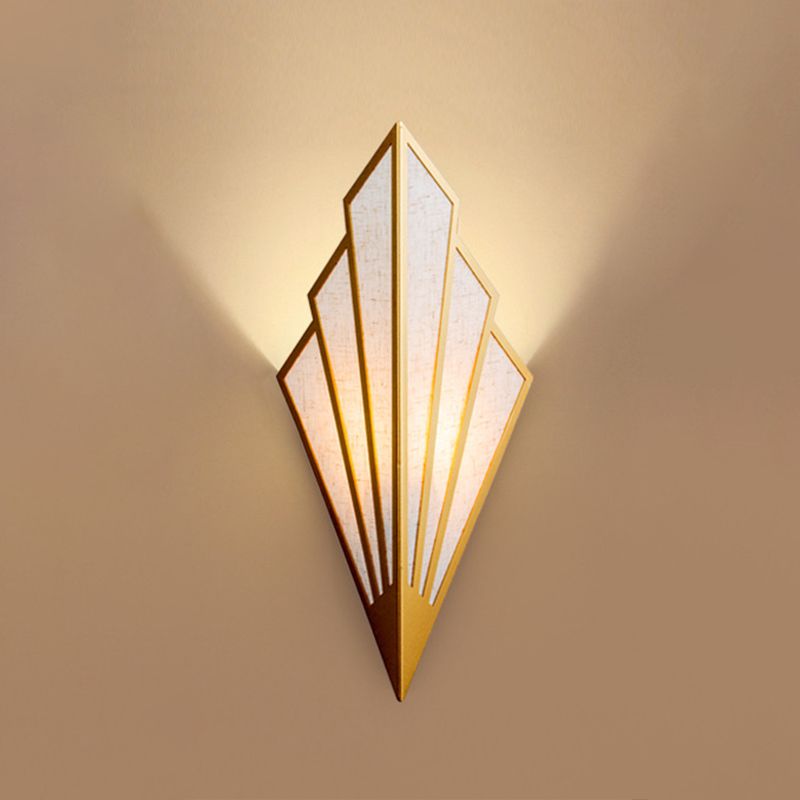 Post-modern Style Metal Geometric Wall Lamp Creative Fabric Shade Wall Mount Light in Electroplated Gold