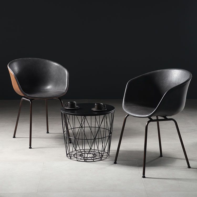 Sillas de comedor de cuero estilo moderno Sillas de comedor sin brazos con respaldo sólido