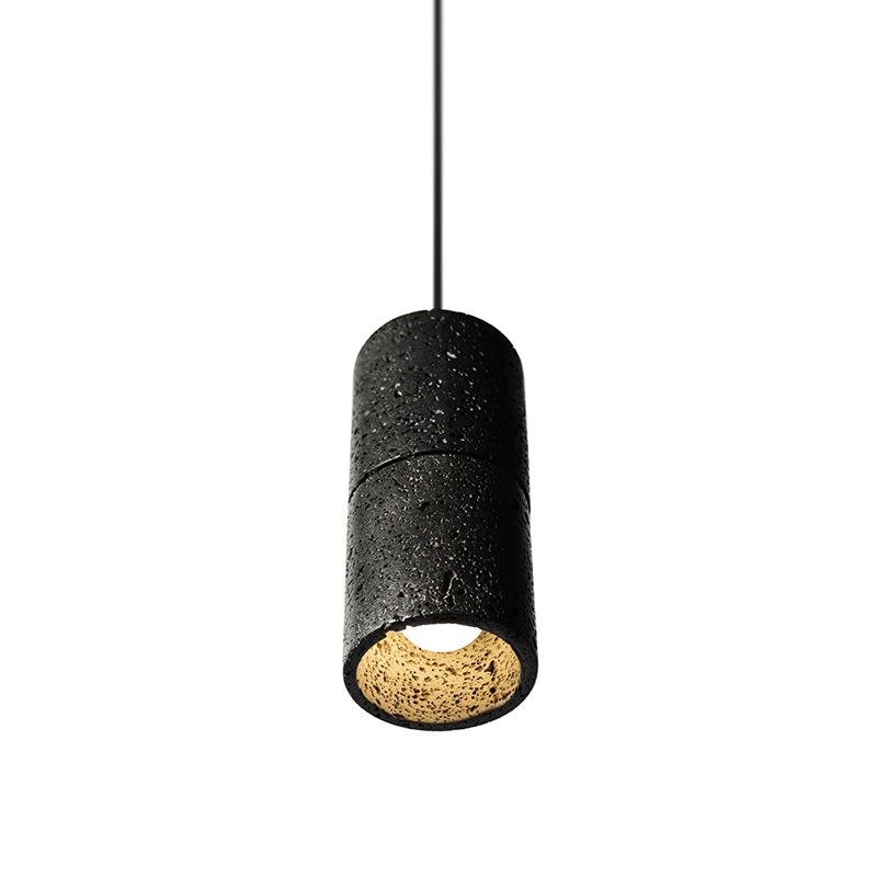Cement Modern Pendant Light 1-Light Cylinder Ceiling Light Fixture for Dining Room