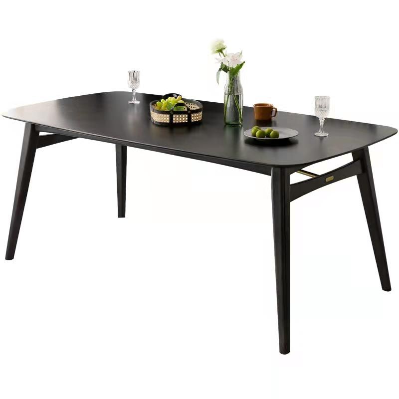 Modern Black Dining Room Collection Tripod Base Solid Wood Dining Table