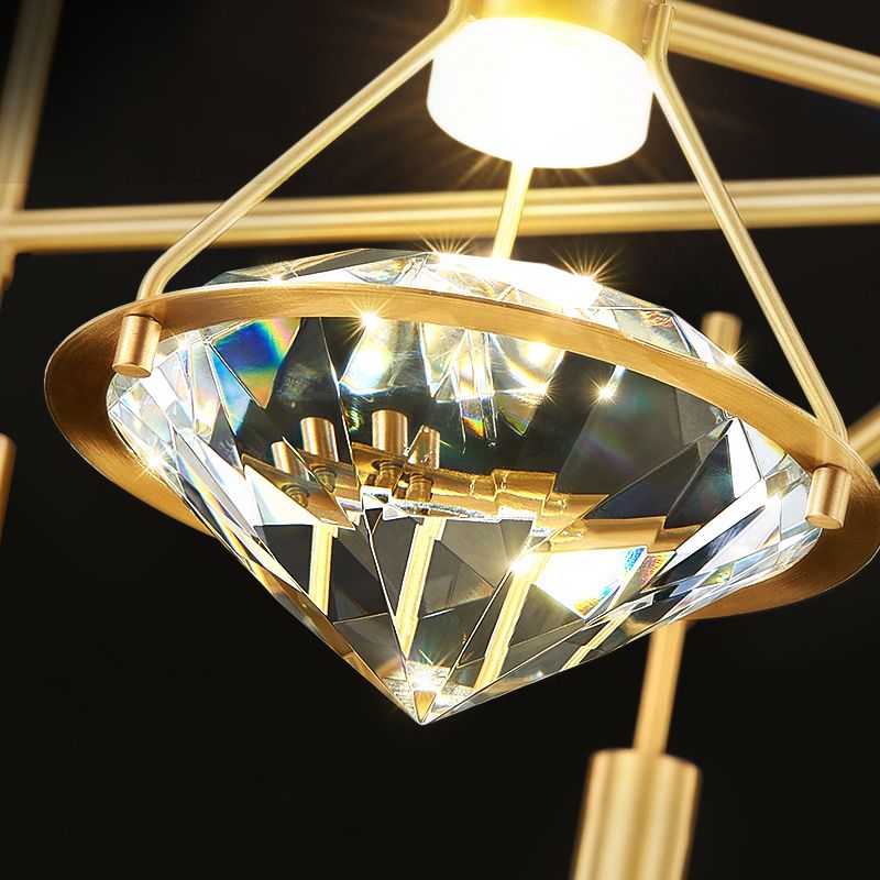 Crystal Diamond Island Lighting Postmodern Gold Finitura a pendente LED Finitura