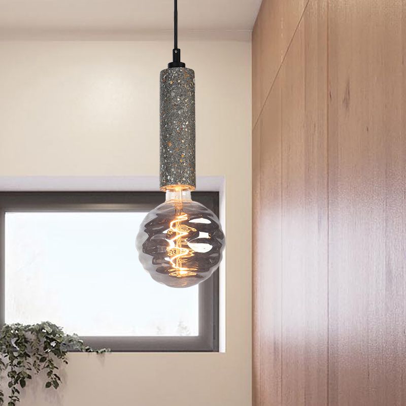 Estilo simple Orbe Coste Pinte Dimple Vidrículas 5 "W 1 Lámpara colgante de luz con tubo gris/blanco deco para tela de tela