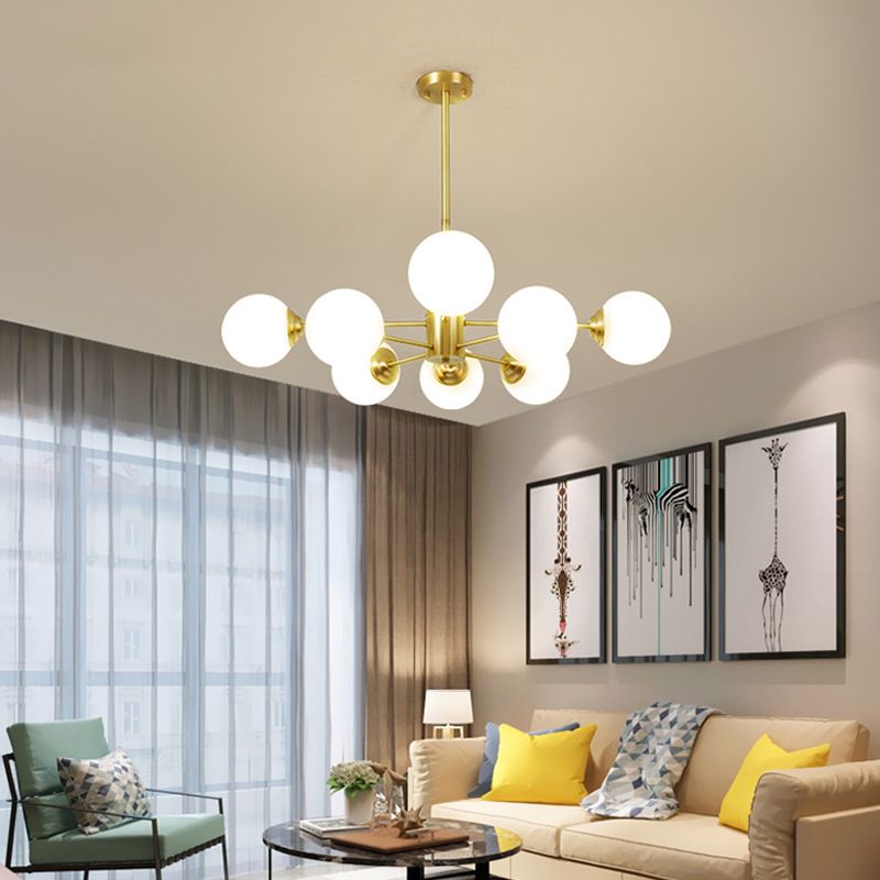 Globe Chandelier Light Fixture Designer Multi-Head Bronze Chandelier Lamp with Glass Shade