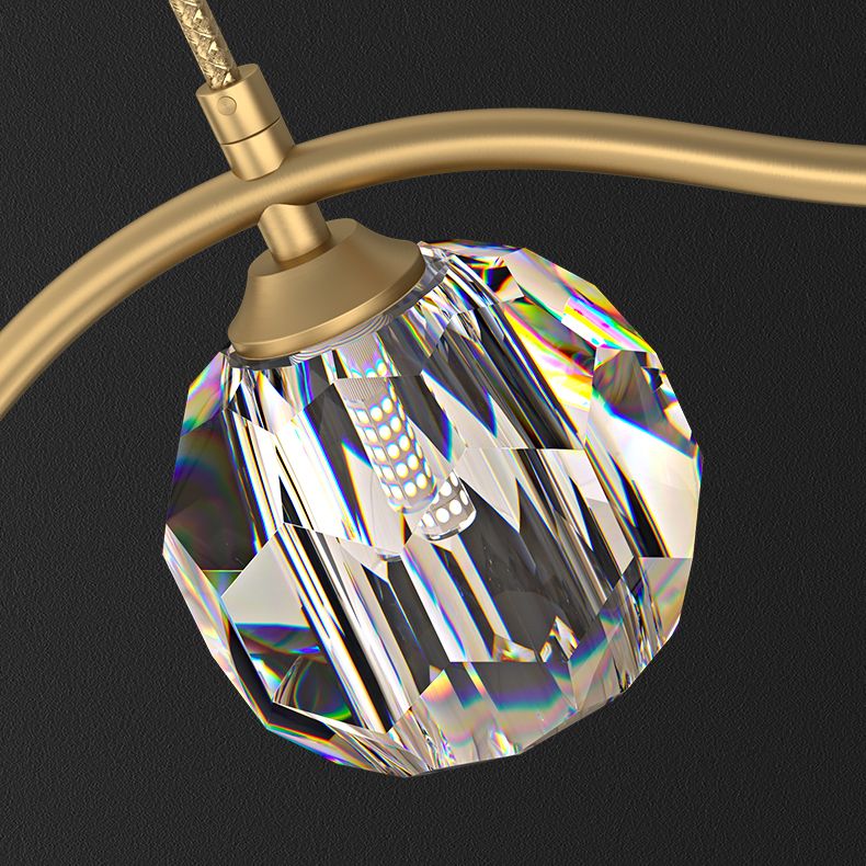 Contemporary Sphere Island Light Fixtures Crystal Pendant Lights in Gold