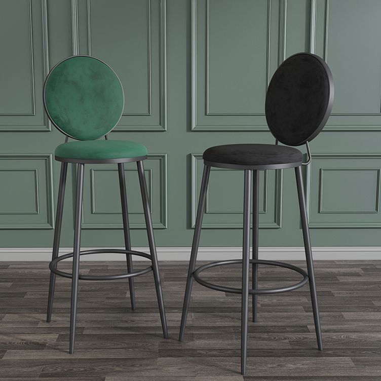 Nordic Low Back Bar Stool Round Counter Bar Stool with Metal Legs