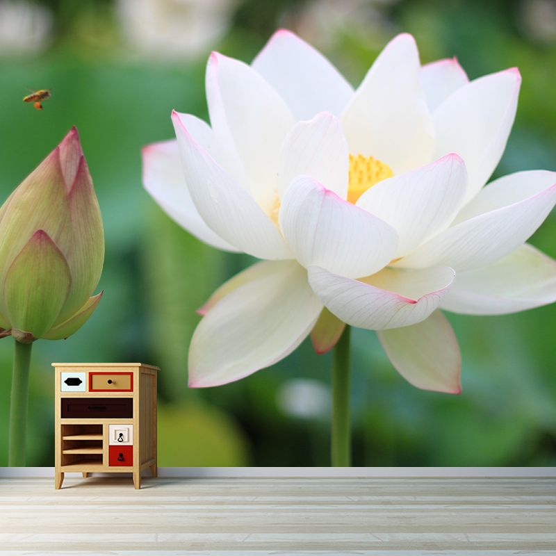 Blooming Lotus Mural Moisture Resistant Wallpaper Wall Decor for House Interior