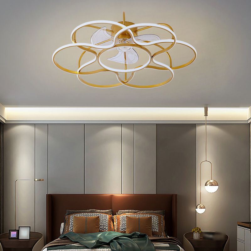 Simplicity Ceiling Fan Light Metal LED Ceiling Flush Mount for Living Room