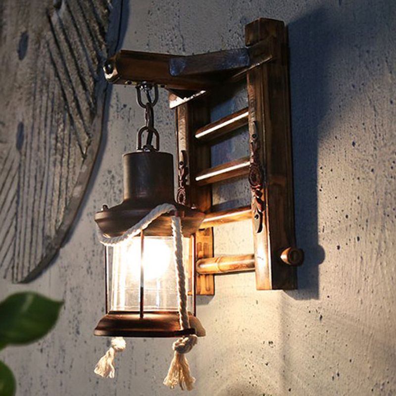 Retro -stijl muurlicht SCONCE met lampenkap 1 lichtglazen sconces