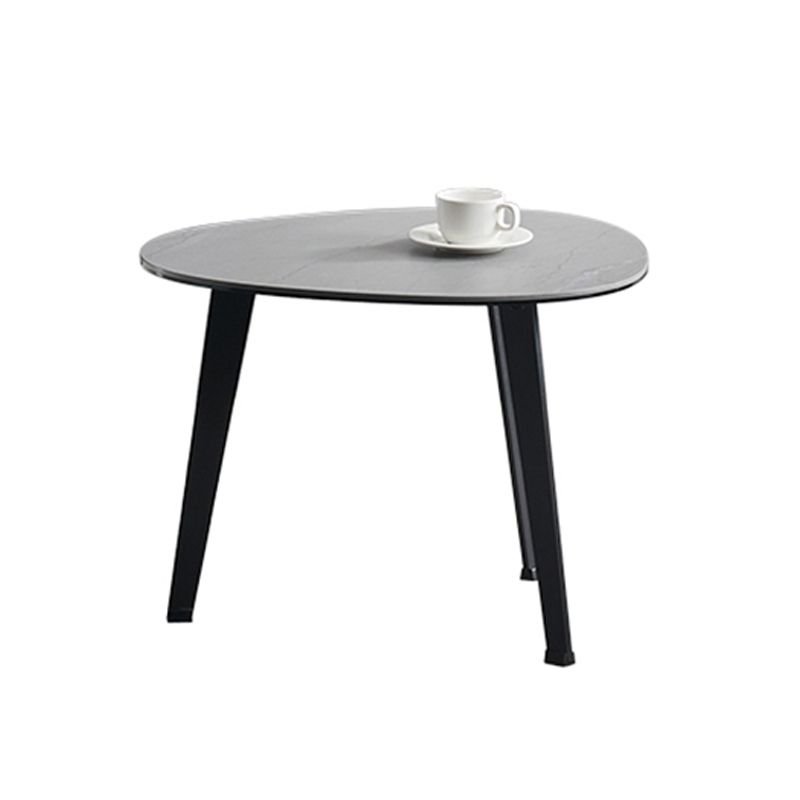 Contemporary White/Grey Free Shape Coffee Table with Metal Base