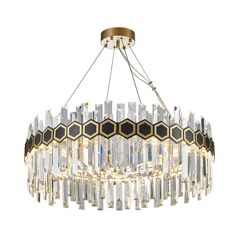 23,5 "/31.5" W Tapered Icicle Crystal Suspension Anhänger modernistischer LED Schwarzer Deckenkraut