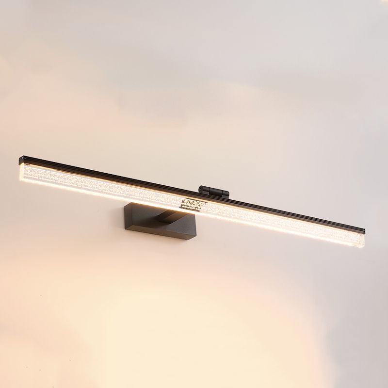 Linear Metal Wall Sconce Modern Style 1 Light Mirror Wall Mount Light Fixture in Black