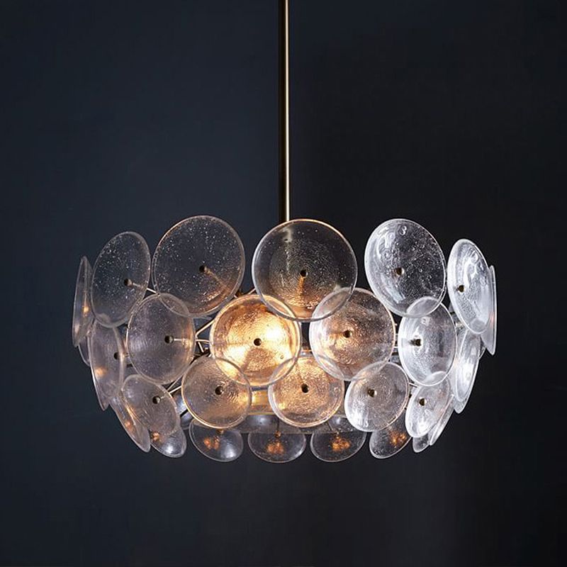 Acrylic Circle Panel Chandelier Lighting Modernist 3 Bulbs Hanging Pendant Lamp in Gold
