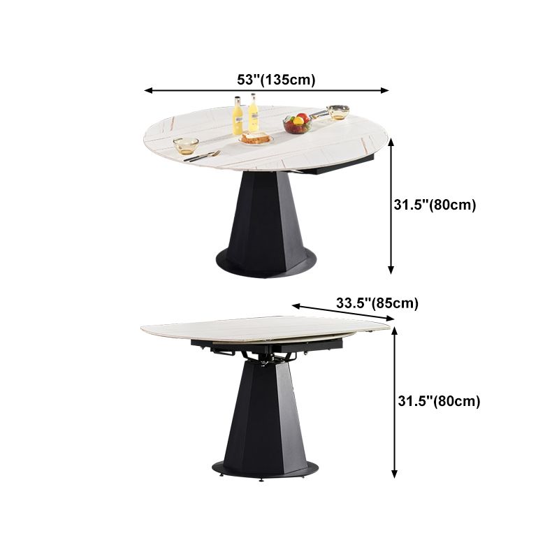 Modern 1/3/4/5/7 Pieces White Dining Table Set with Sintered Stone Top Round Dinette Set