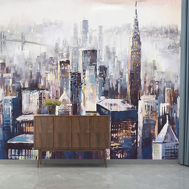 Decorative Urban Skyscrapers Wall Covering Custom-Printed Contemporary Wall Mural for Accent Wall