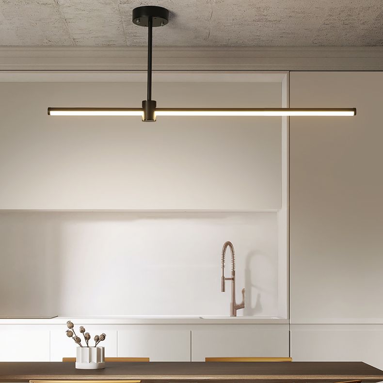 Éclairage de pendentif moderne pour l'îlot de cuisine Idées d'éclairage de l'île de pendentif linéaire