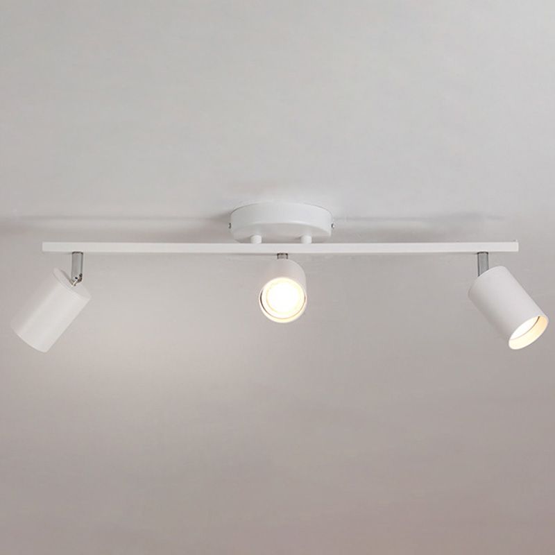 Nordic Cylindrical Metal Track Spotlights Semi Flush Ceiling Track Lighting for Foyer and Cloakroom