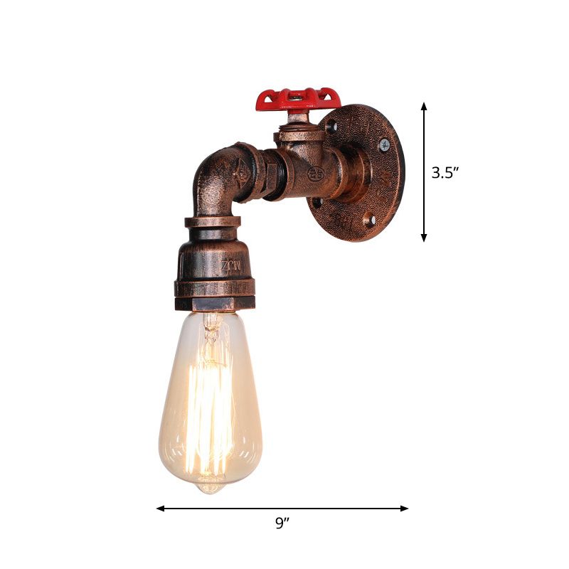 Vintage exponierte Lampenwandbeleuchtung Eisenwandmontagelampe mit Ventildekoration