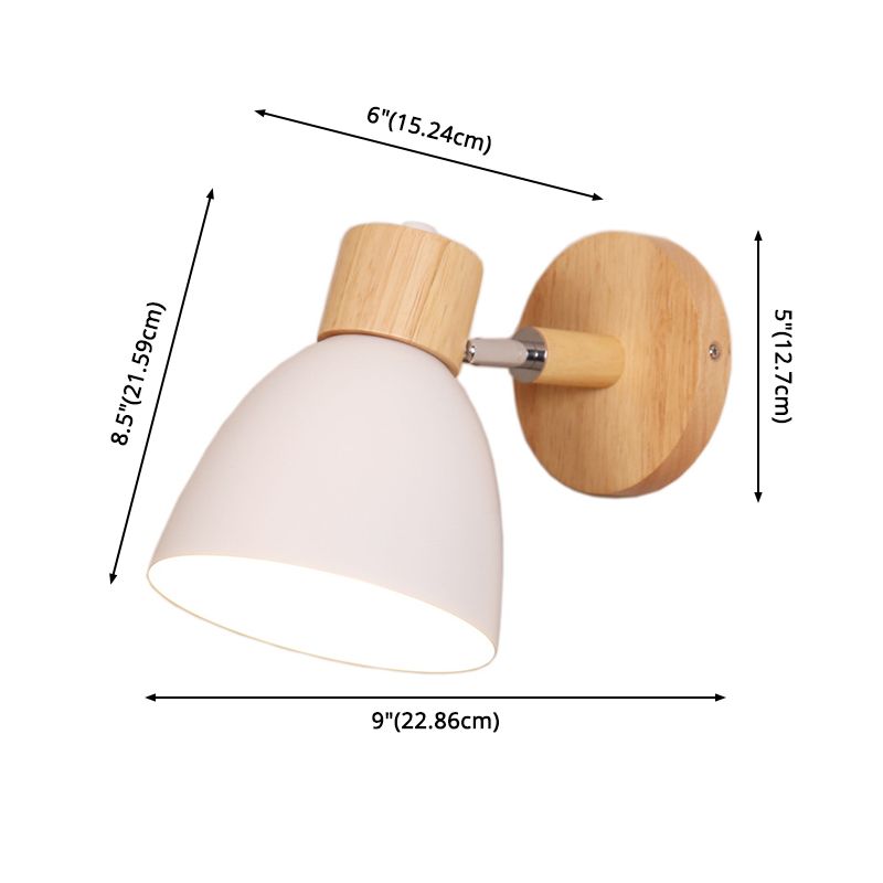 Nordic Style Mini Makaroon Wandlampe Metall Dome Schatten rotatierbar farbenfrohe Leuchten mit hölzernen runden Basis