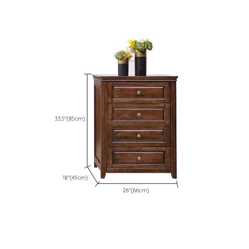 Mid-Century Modern Solid Wood Accent Chest with Drawers in Brown