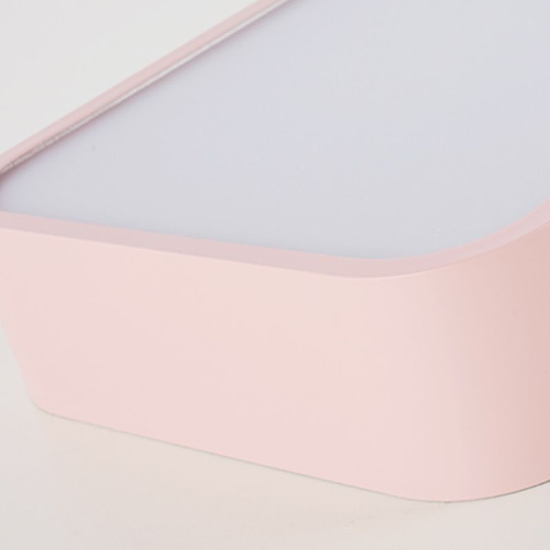 Rectangle Shape Ceiling Lamp Modern Aluminium 1 Light Flush Mount for Kindergarten