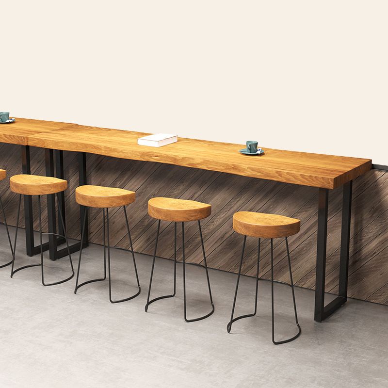 Industrial Rectangle Pub Table Set 1/2/5 Pieces Wooden Bar Table with Backless Stools