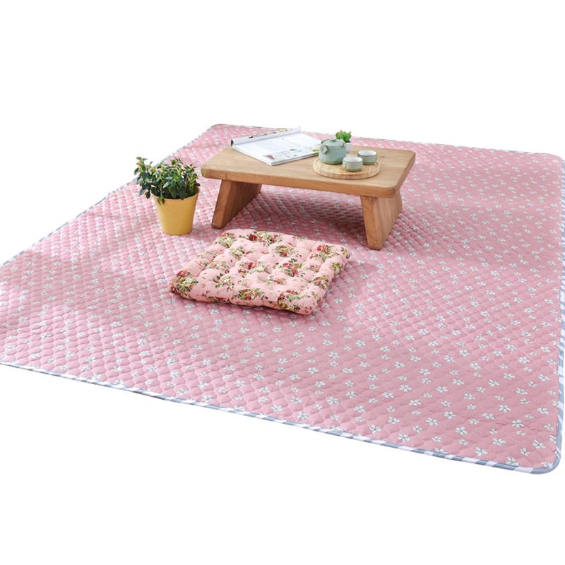 Fancy Floral Printed Rug Multi Colored Cotton Area Carpet Non-Slip Backing Pet Friendly Washable Indoor Rug for Room