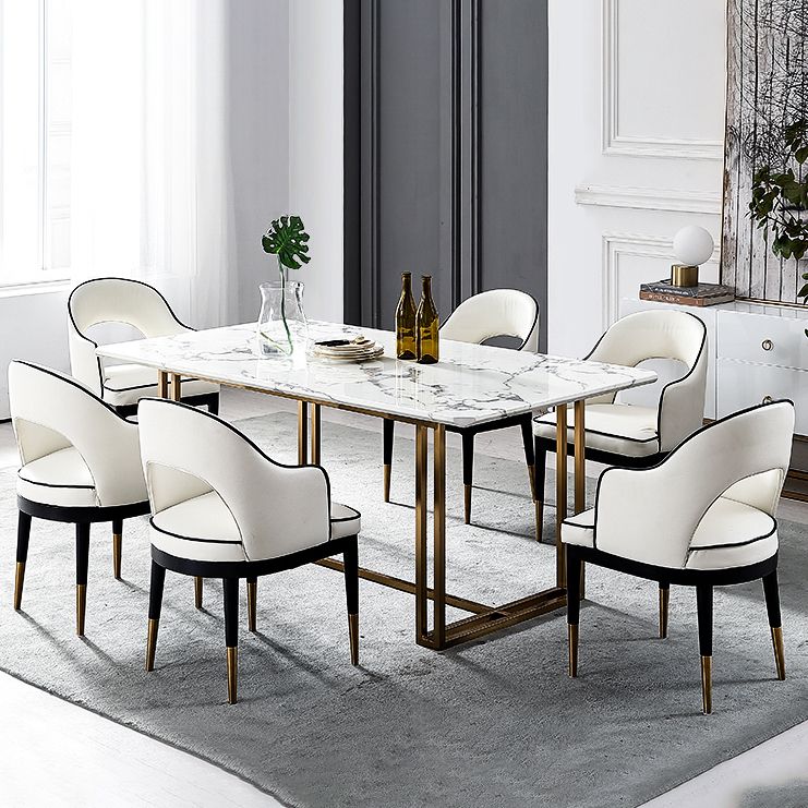 Glam Style Arm Chair Wood Open Back Dining Side Chair for Kitchen with Upholstered