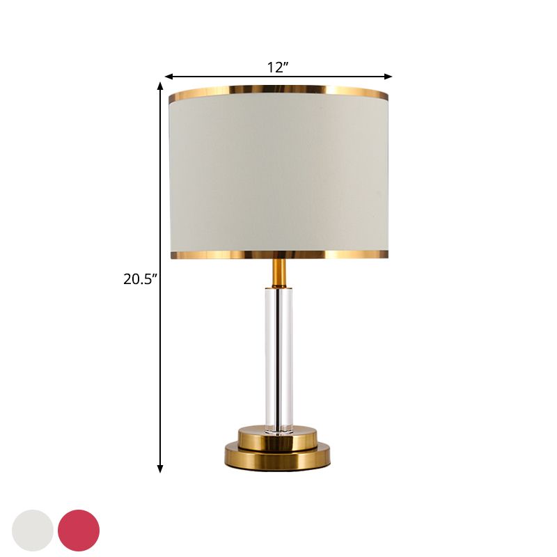 Cirkelvormige zitkamer tafel licht traditionele stof schaduw 1 bol bordeaux/beige kristallen nachtstandaardlamp
