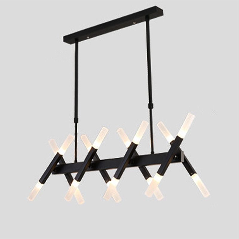 Acrylic Tube Island Pendant Modern 16/20 Lights Black/White/Gold Ceiling Pendant Light for Dining Room