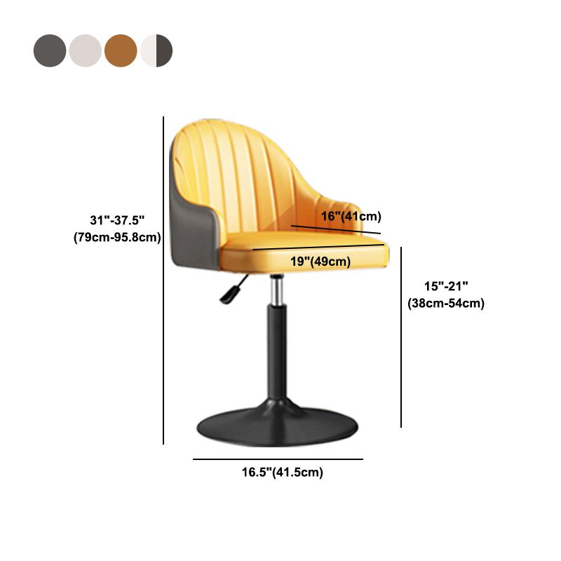 Scandinavian Metal Barstool Low Back Faux Leather Cushion Stool with Footrest