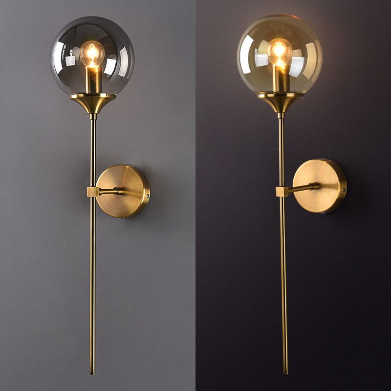 Single Golden Finish Modernism Glass Shade Unique Bathroom Vanity Light