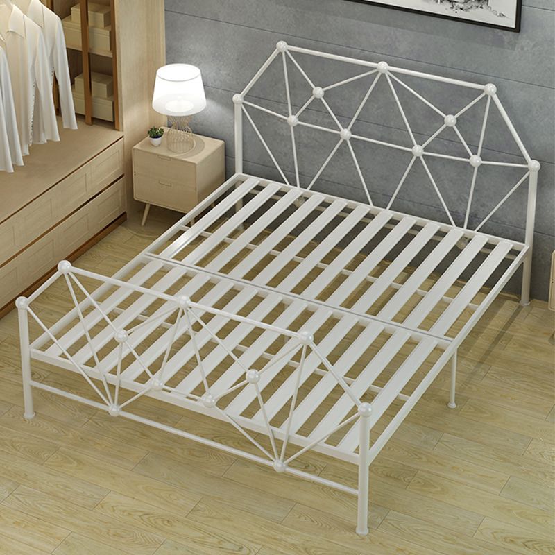 Contemporary Iron Bed Frame 39.76" H Wire-Grid Open-Frame Bed