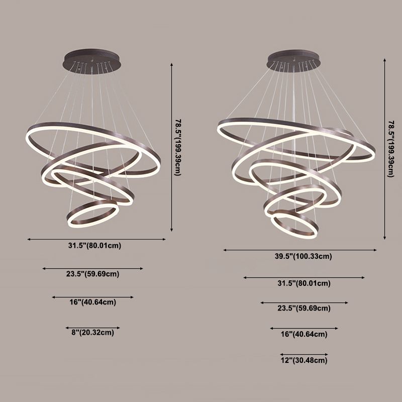 Multi-Rings Multi-Layer Modern Simple Style Metal Hanging Chandelier Lighting Fixtures
