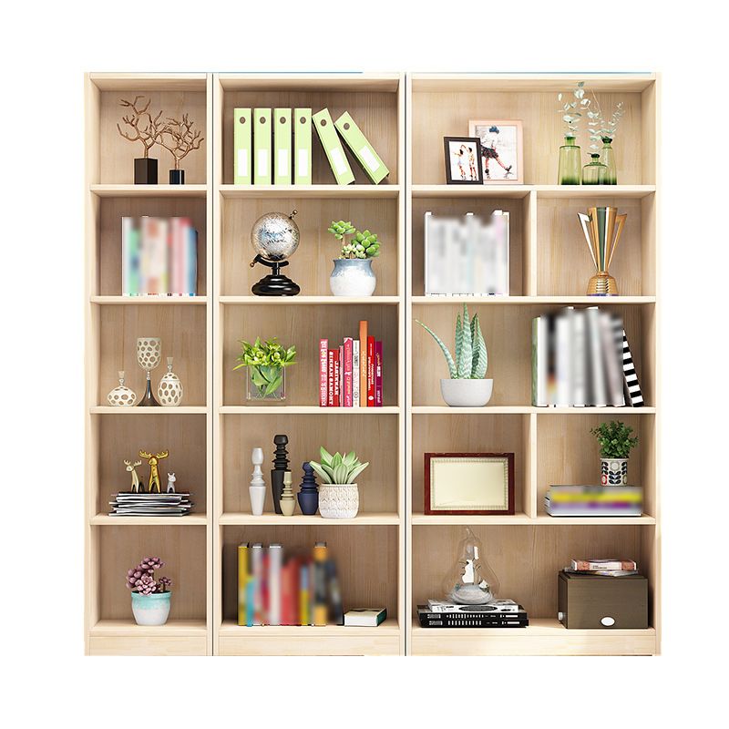 Scandinavian Pine Wood Standard Bookshelf Closed Back Vertical Bookshelf